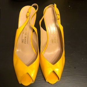 Bruno Magli Vintage Yellow Peep Toe Heel